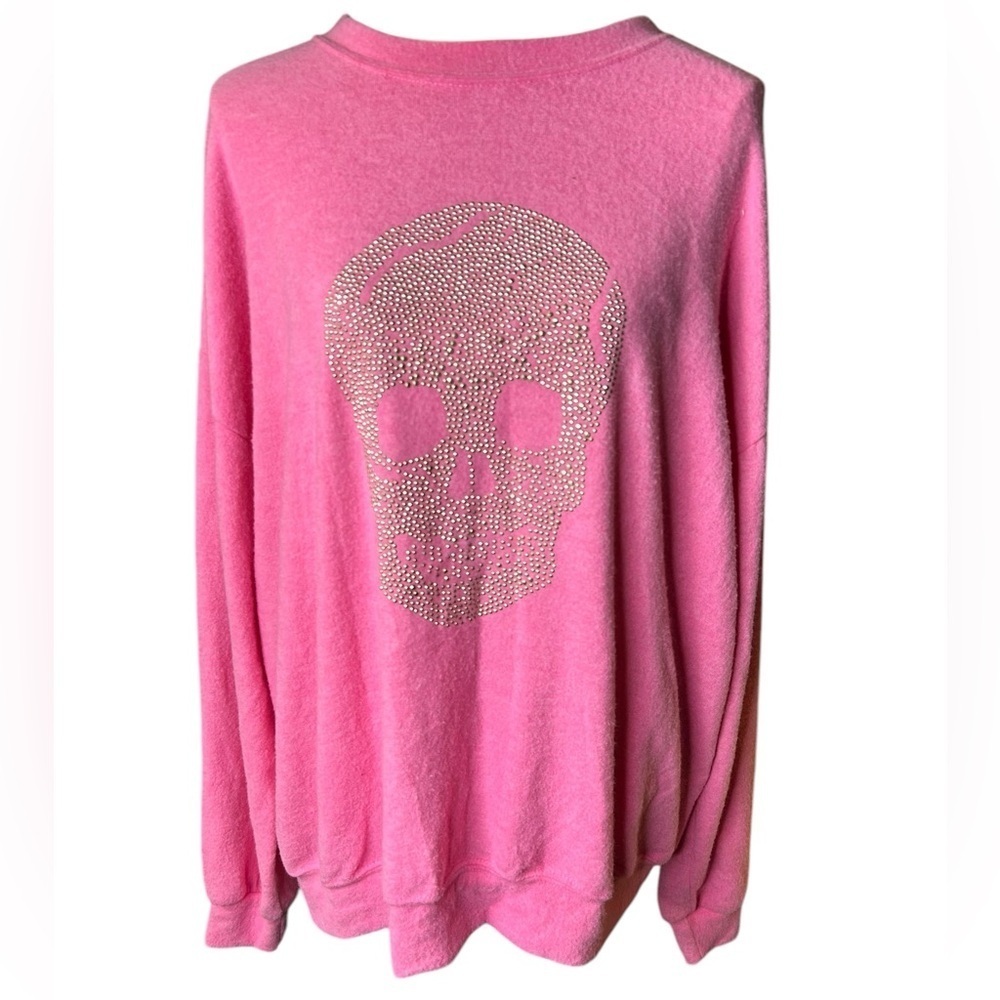 Blue Buttercup clothing pink skull sweatshirt oversized soft Size Large